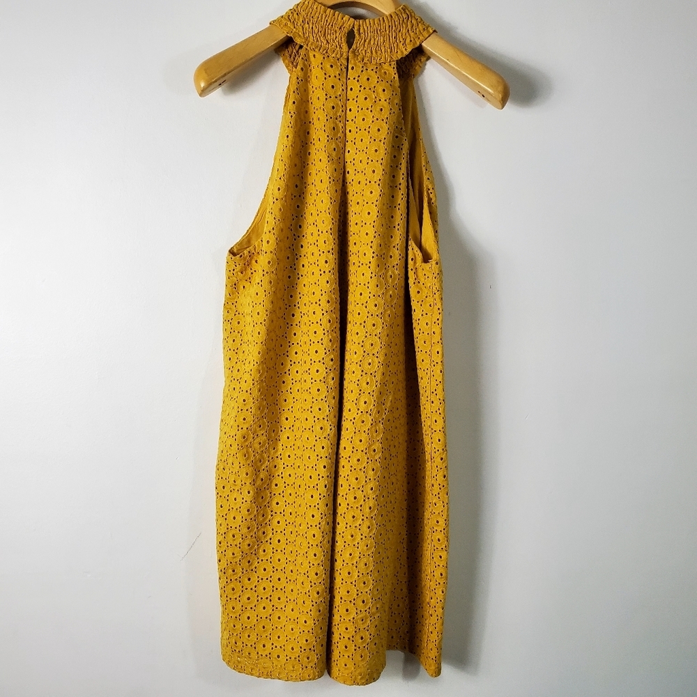 Zara Mustard Yellow Eyelet Halter Mini Dress - Picture 9 of 9